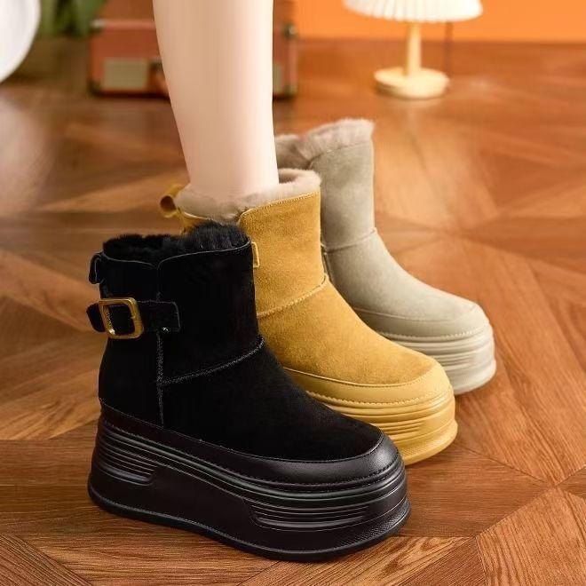Women's Lightweight Comfortable Thick Soled Anti-cold Warm Padded Snow Boots Non-slip Wear Casual Outdoor Sports Waterproof Martin Cotton Boots