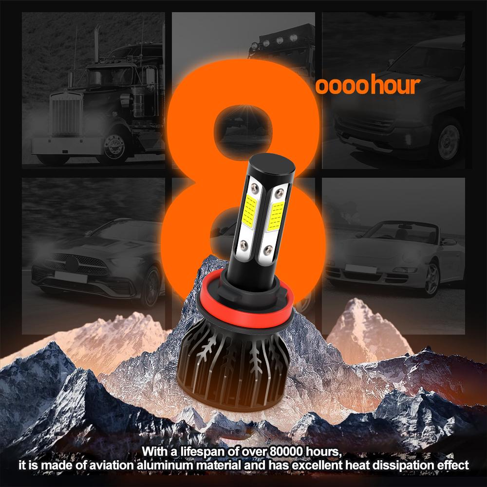 Roadsun 2pcs New Upgraded Lamps H11 High&Low Beam 180W High Power 29000LM 6000K White Bulbs Imported COB Chips Super Brightness