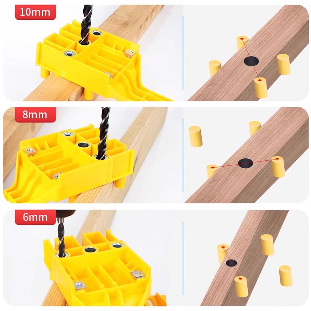 Woodworking Dowel Handheld Drill Guide and Hole Saw Tool 6/8/10mm Drill Bit For Carpentry Straight Hole Locator Clamp