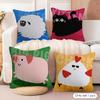 Kawaii Cat Animals Cushion Cover Soft Plush Fabric DoubleSided Printed Cushion Covers for All Seasons Modern HomeDecor Gift