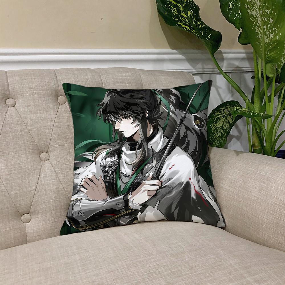 Game Wuthering Waves Qiuyuan cushion cover Square Sofa Cushion Cover Casual Skin-Friendly Comfortable Pillow Cover