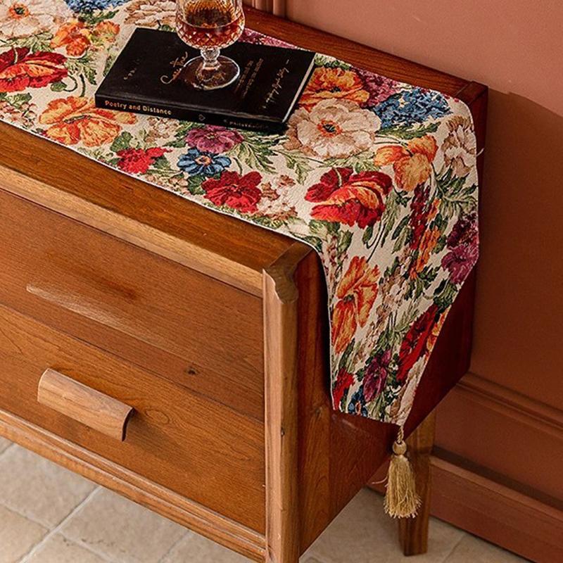French Style High-grade Fabric Tassel Table Runners Living Room Coffee Table Decor Tea Table Flag TV Cabinet Tea Seat Tablecloth