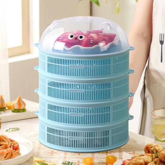Stackable Mesh Food Cover with Lid Multi-Function Dome for Vegetables Dumplings Seafood Meat Space-Saving Kitchen Accessory