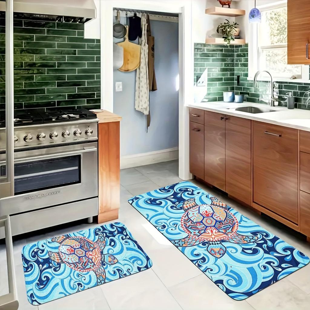 1PC Marine Ecosystem Kitchen Rug Non-Slip Door Mat Pop Design Bathroom Rug Bath Mat Carpet for Home Sink Laundry Decor