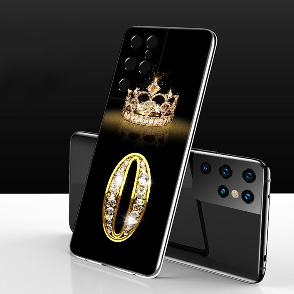 Diamond Crown First Initials Letter N Clear Samsung S24 Ultra Case For Galaxy S21 S20 FE S22 Ultra S23 S24 Plus Cases Soft Cover