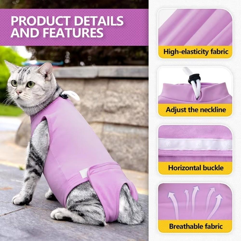 Elastic Cat Recovery Suit Adjustable Washable Anti-Licking Bodysuit Protective Soft Breathable Pet Sterilization Suit
