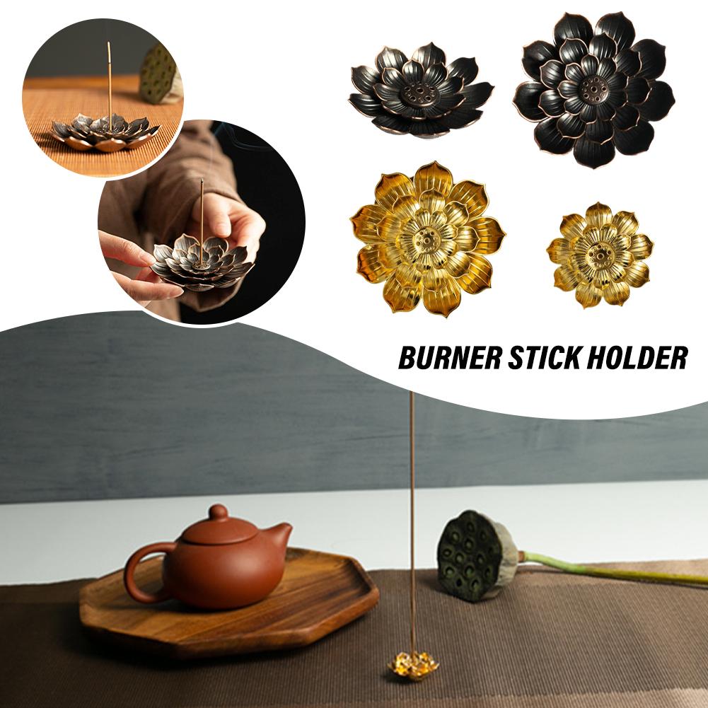 1PC New Alloy Incense Burner Stick Holder Plate Buddhism Lotus Censer Nasturtium Bronze Incense Burner