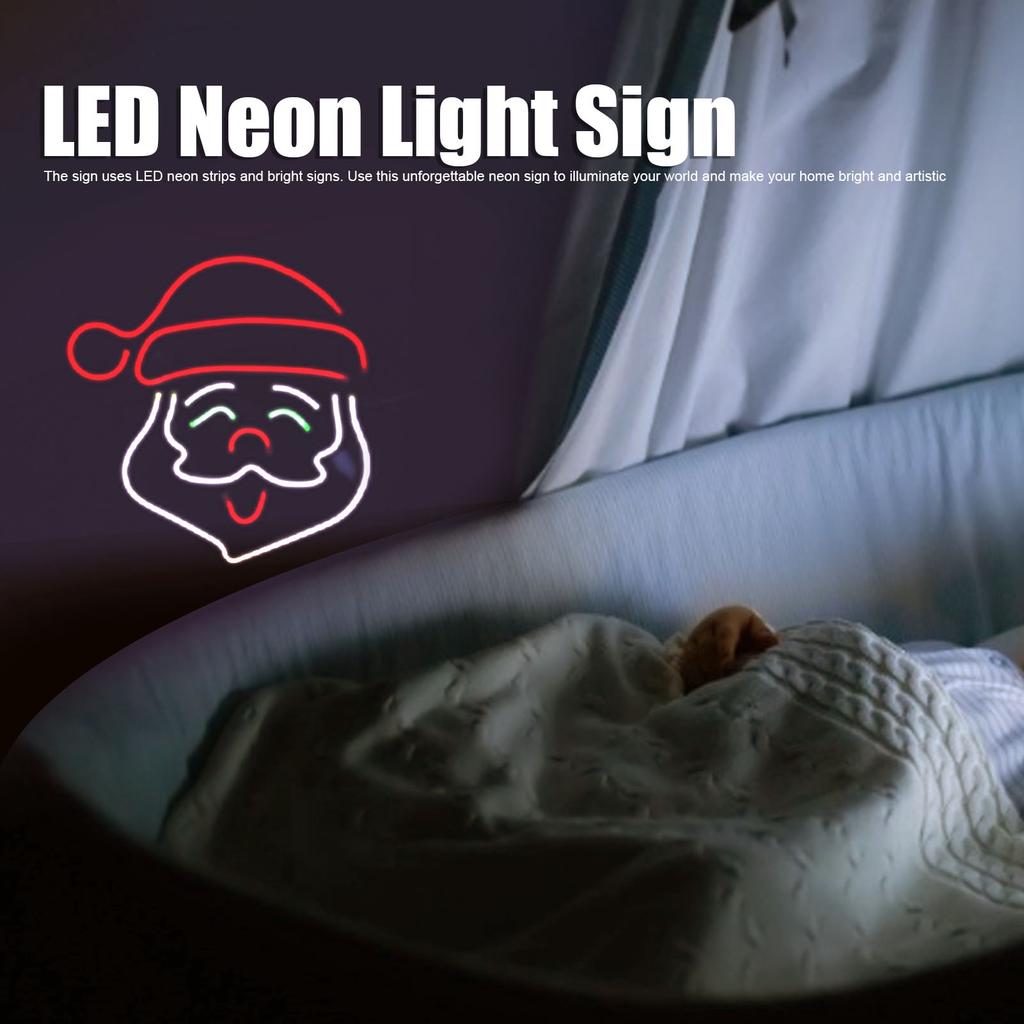 LED Neon Light Santa Claus Sign Lamp Art Wall Decoration Light for Bedroom Party Birthday Bar LED Santa Neon Light