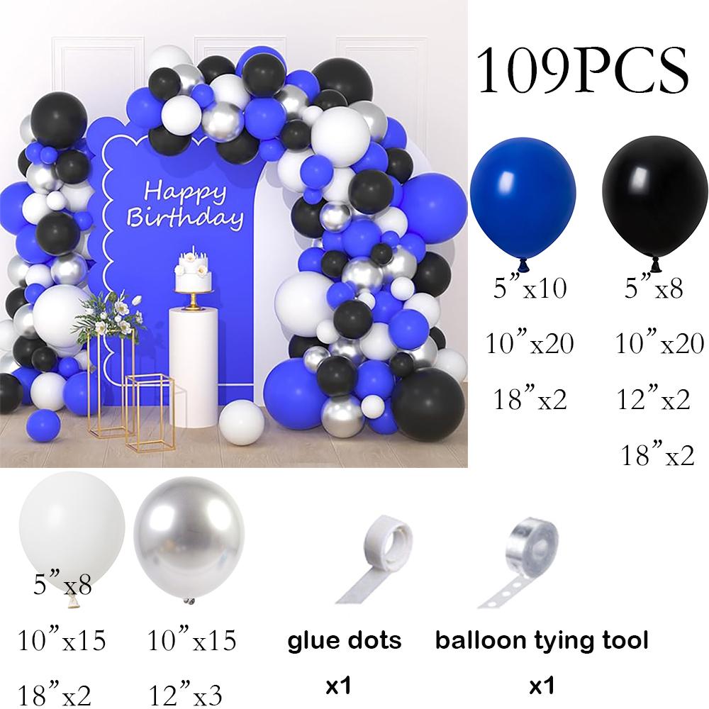 

Blue White Balloons Garland Black Silver Balloon Arch Kit Graduation Wedding Engagement Kid Birthday Party Retirement Decoration As Picture