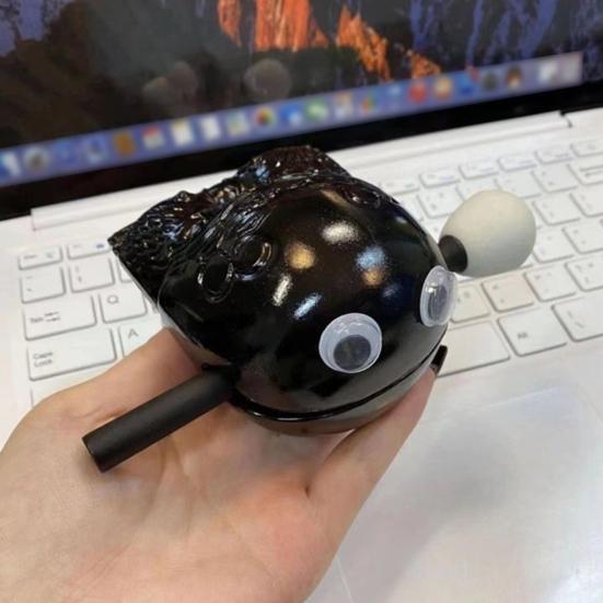 Fisch Holz Trommel mit Augenaufklebern Lieblicher Trommelstock Traditionelles Kunstprodukt Stressabbau Ruhe Perkussionsinstrument Holz Klopfspielzeug