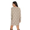 Women's Retro Printed Fashionable Long-sleeved Round-neck Pocket Dress