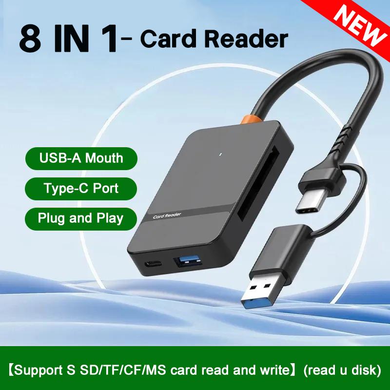 8 In 1 USB Card Reader 3.0 Card Reader SD Micro SD TF CF MS U Disk Compact Flash Card Adapter for Laptop  Smart Card Reader