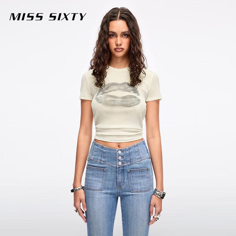 MISS SIXTY 2026 Spring Lip Print Short Sleeve T-Shirt with Storage Bag XS