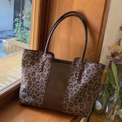 Large Capacity Bag Women'S Trendy Shoulder Bag Textured Tote Bag Premium Leopard Print Big Bag
