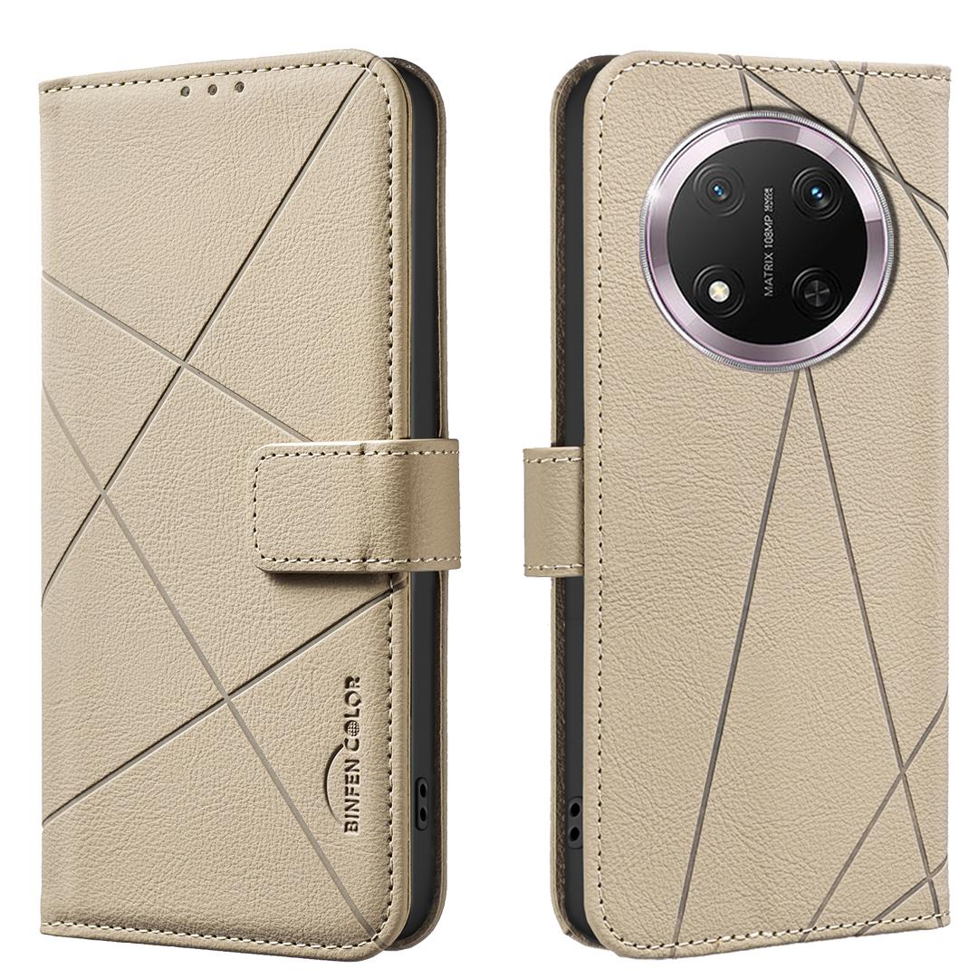 

For Honor Magic7 Lite 5G/X9c 5G/X60 Pro 5G Case BINFEN COLOR BF35 Geometry Imprinted Leather Phone Cover RFID Blocking Wallet Stand F