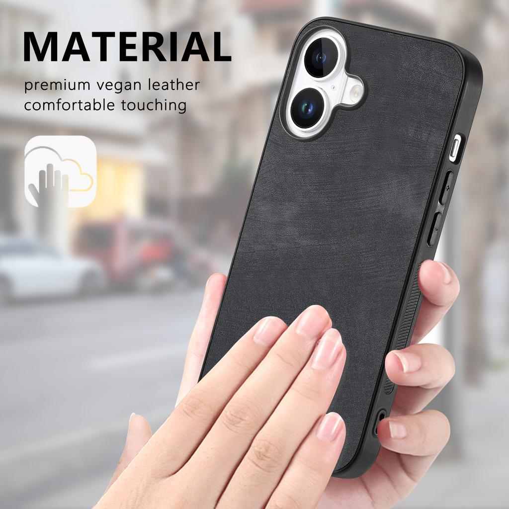 For iPhone 16 Plus Case Retro Leather+TPU Shockproof Protective Phone Cover
