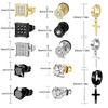 15 Paar Edelstahl Strass Kreuz Anhänger Stecker & Barbell Zirkon Ohrringe Set für Herren