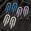 Silver Needle Diamond Tassel Stud Earrings - Retro Palace Style