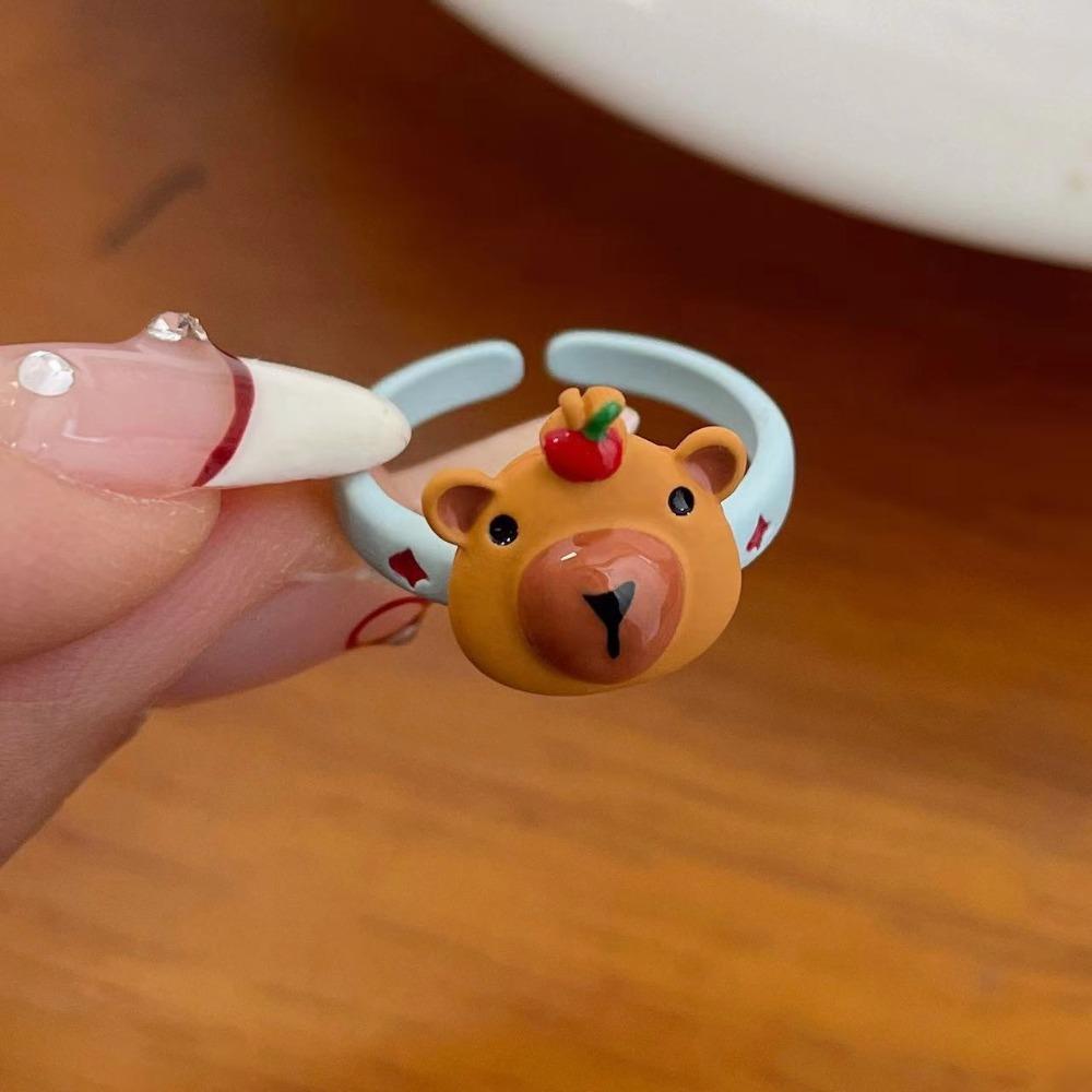 Cute Ugly Cute Cartoon Drip Open Ring Personalized Sausage Mouth Funny Little Monster Ring