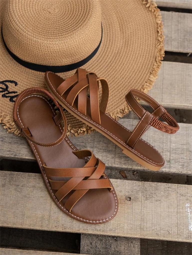 2024 Summer Plus Size Women's Fashion Flat Roman Sandals