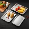 Bandeja rectangular de acero inoxidable para almacenar alimentos, bandeja para hornear pasteles, pan, recipiente para alimentos, accesorio de cocina