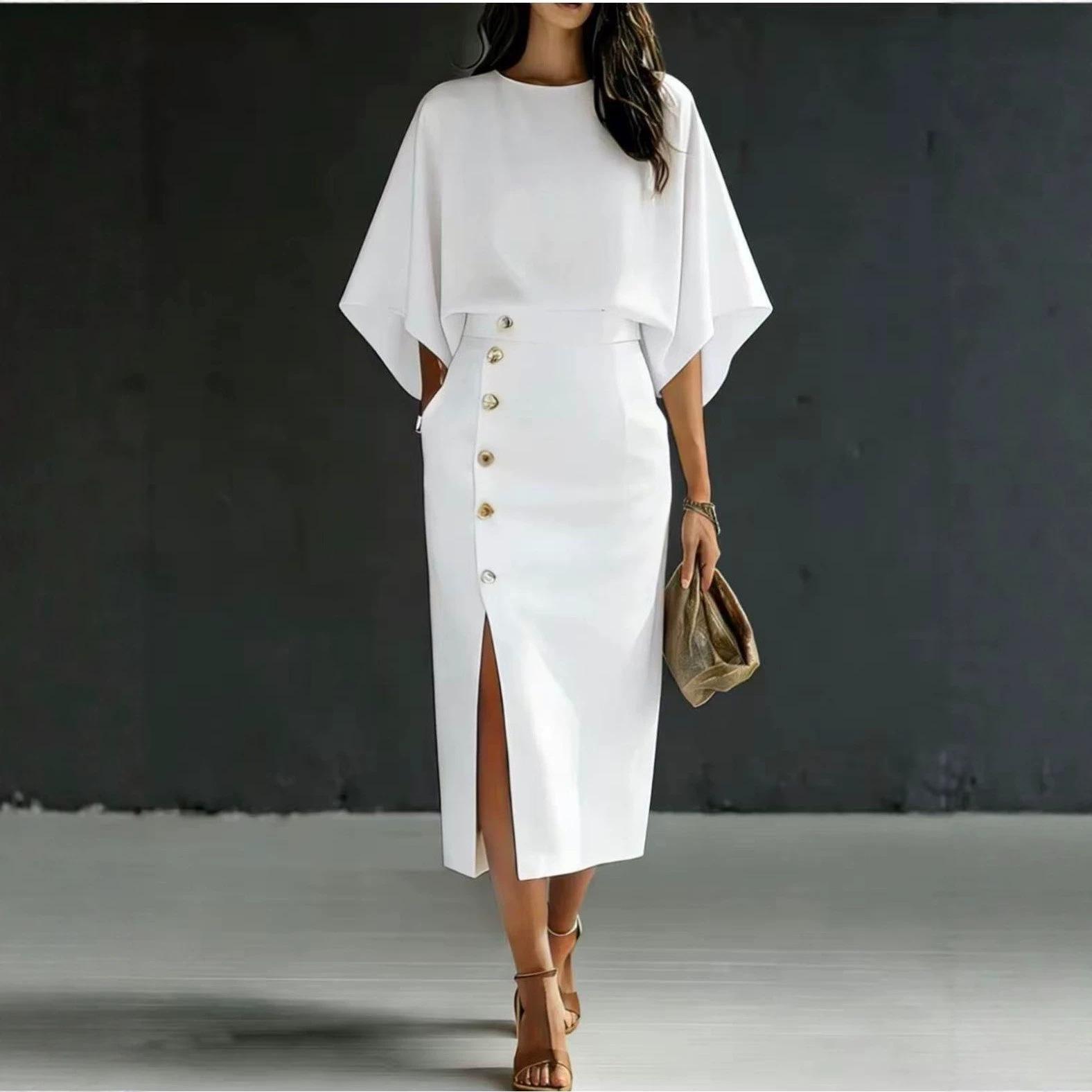 European and American fashion and elegant dress new cloak temperament hot selling split skirt S