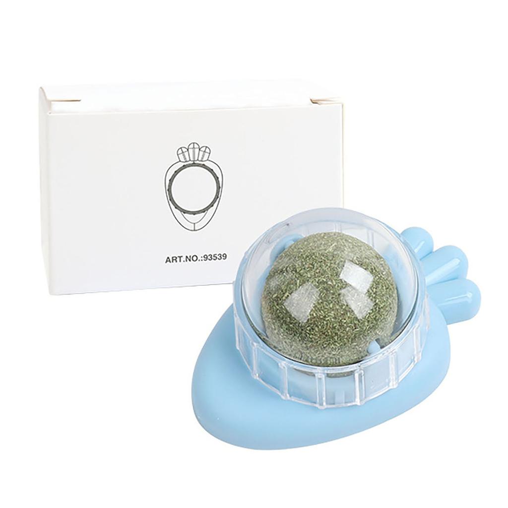 Catnip Ball Toy with Plastic Holder for Interactive Play Durable Pet Toy Suitable for Indoor Cats Safe and Non-Toxic Material
