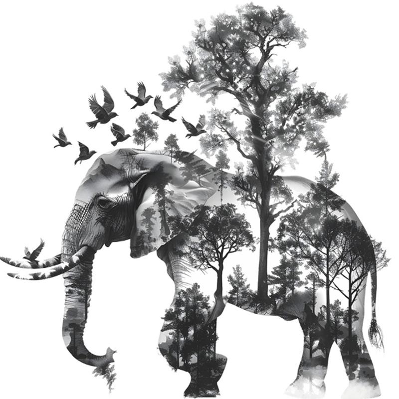Creative Forest Elephant Decorative Wall Stickers Bedroom Living Room Hallway Wallpaper Mirror Stickers