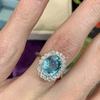 New Gorgeous Oval Sky Blue CZ Rings for Women Bling  Vintage Accessories Elegant Lady's Finger  Party  Jewelry