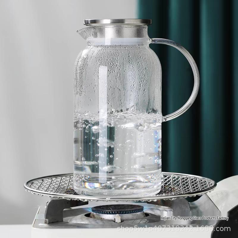 Large Heat-Resistant Borosilicate Glass Pitcher for Cold Water, Juice, Milk - Transparent, High Capacity 