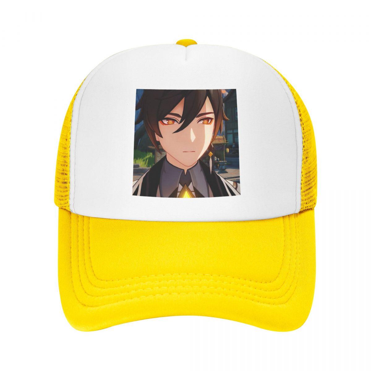 

Zhongli Genshin Impact Бейсболка WoUnisex Унисекс Дышащая аниме-игровая шляпа дальнобойщика Уличная одежда Snapback Кепки летние шапки Trucker Hat