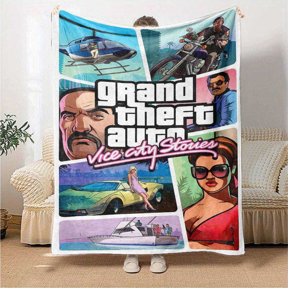 1pc Grand Theft Auto Soft Flannel Blanket with Designer Print A Cozy Blanket for All Seasons, Perfect for the Couch, Bed, Office