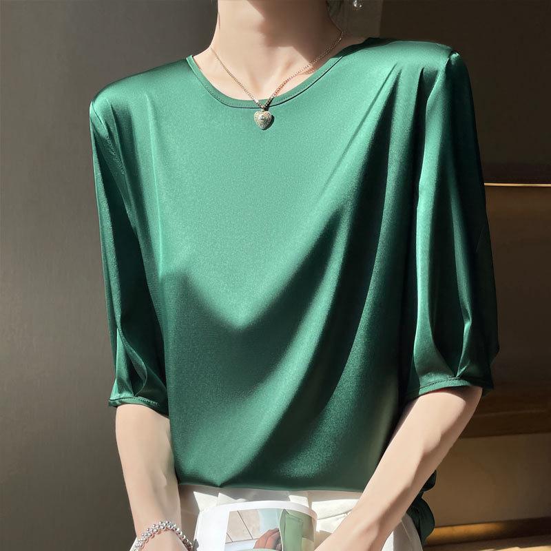 

Женская летняя футболка свободного кроя с круглым вырезом и рукавом пять четвертей, 2025 XXXL