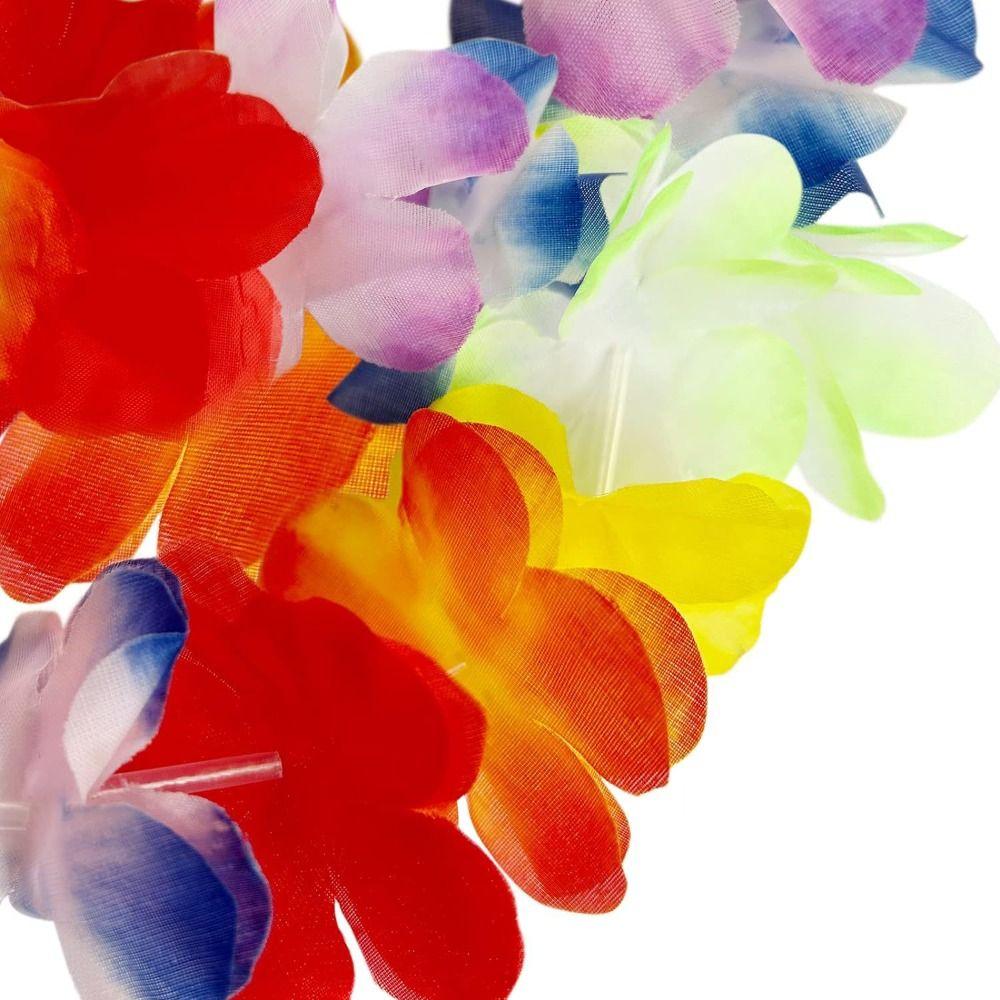 24/50/100Pcs Colorful Hawaiian Leis Vibrant Artificial Tropical Theme Leis Reusable Beach Holiday Silk Flower Necklace