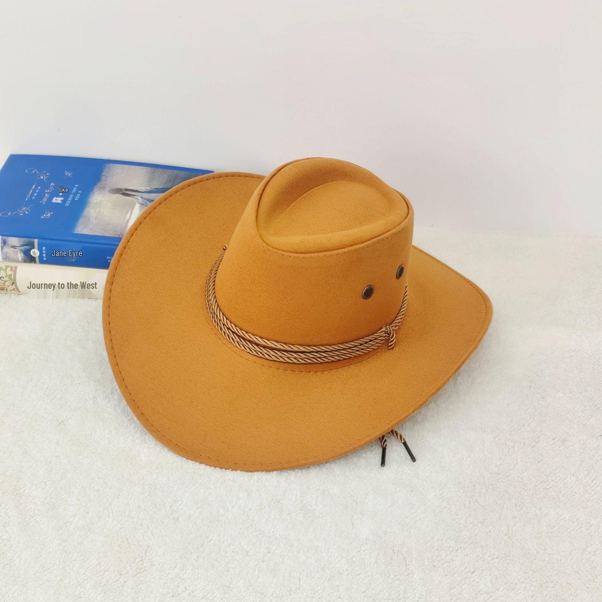 

Универсальная шляпа от солнца с широкими полями - Дорожная и пляжная федора в ковбойском стиле M жёлтый/кожа буйвола