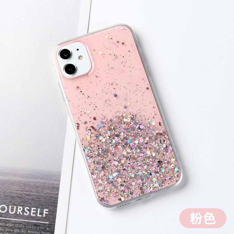 Girl's Heart Starry Sky Epoxy Suitable for iPhone15 Glitter Apple 14Pro Factory 11/12 Mobile Phone Case Soft