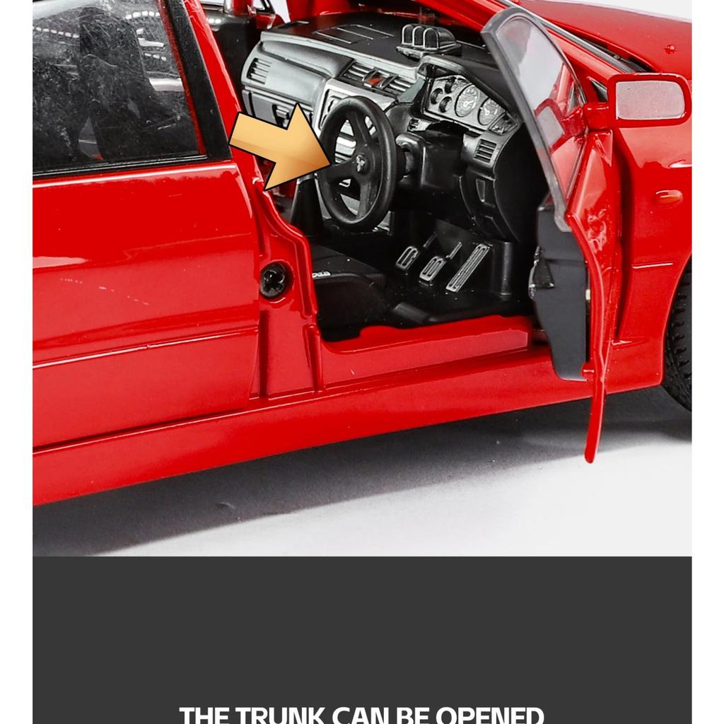 1/24 Mitsubishis Lancer Evolution Alloy Sports Car Model Diecasts Metal Racing Vehicles Car Model Sound and Light Kids Toys Gift