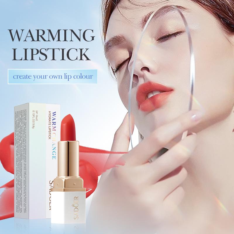 Makeup Temperature Lipstick 3.8g Glossy Moisturizing Texture Elegant Lipstick Skin Care Products