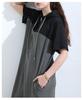 A hoodie dress for women featuring a Long short and Perfect for Free stylish, one-piece color-block design. length, sleeves, hooded, flattering,