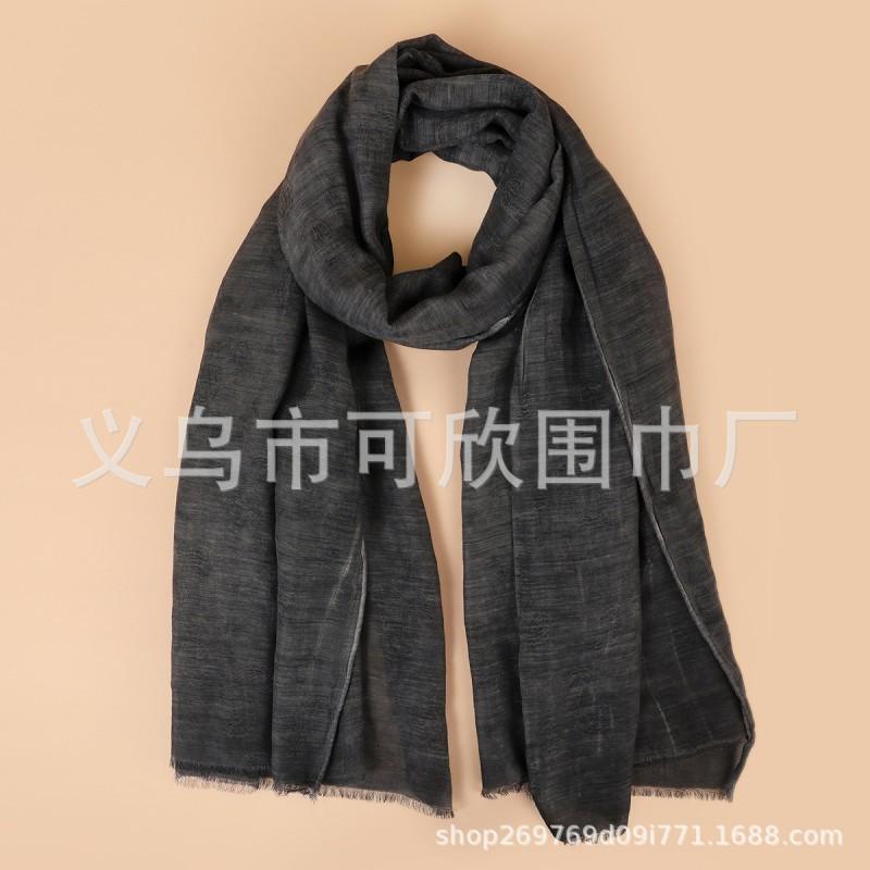 A128 Cotton Knit Scarf Wrap Shawl Women Men Winter Lightweight Boho Elegant Edge-Trimmed Dyed Stole Accessory One Size
