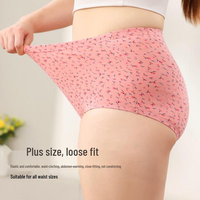 Caiyue Women's Plus Size High-Waist Cotton Briefs
