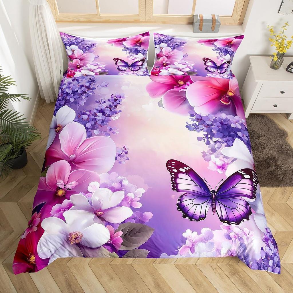 Schmetterling Bettwäsche Set Blau Schmetterlinge Bettwäsche Set Mädchen Fliegender Schmetterling Bettdecke Bezug Tier Steppdeckenbezug mit 2 Kissenbezügen