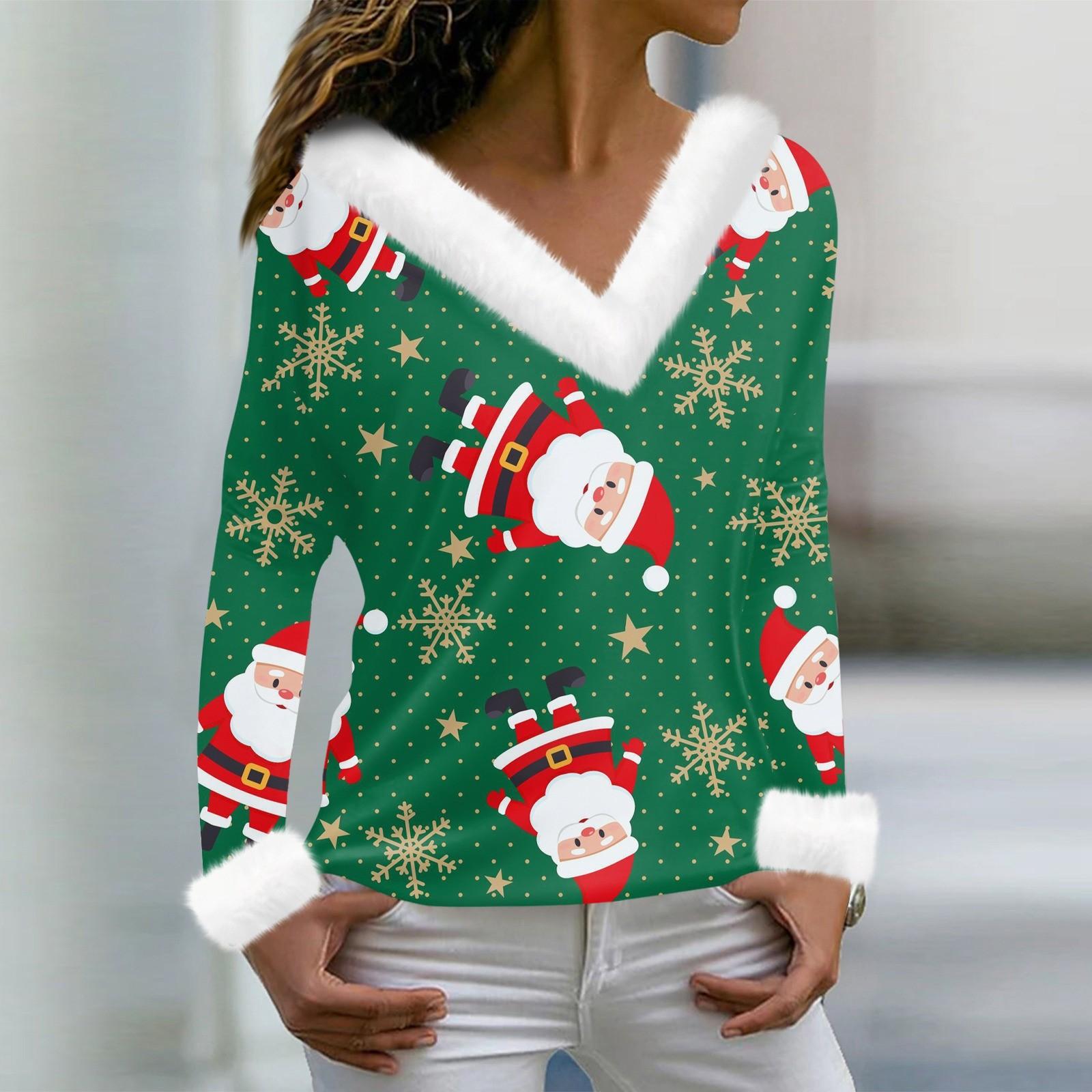 Женская мода с длинным рукавом и рождественским принтом для вечеринки — фото 5