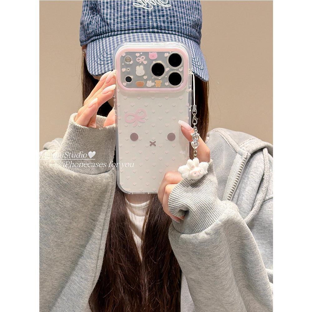 Korean cute cartoon polka dot apple 17pro mobile phone case 17promax new iphone15 case 16 sweet