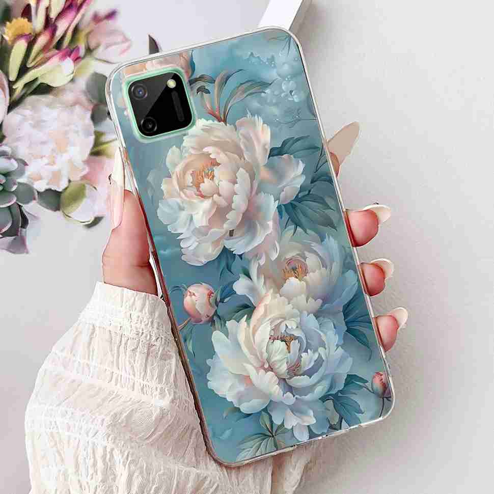 For Oppo Realme C11 6.5" Case Colorful Butterfly Soft Silicone TPU Cover For Realme c11 C11 RMX2185 Fashion Flower Phone Cases