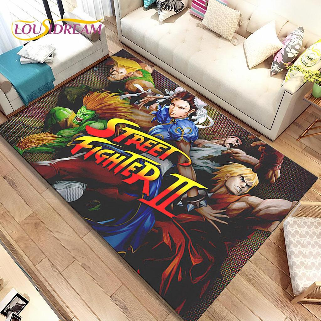 Street Fighter Retro-Game-Gamer-Bereichsteppich, Teppich für Wohnzimmer, Schlafzimmer, Sofa, Fußmatte, Dekoration, rutschfeste Bodenmatte für Kinderspiele