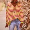 Women S V Neck Long Sleeve Striped Knit Pullover Sweater