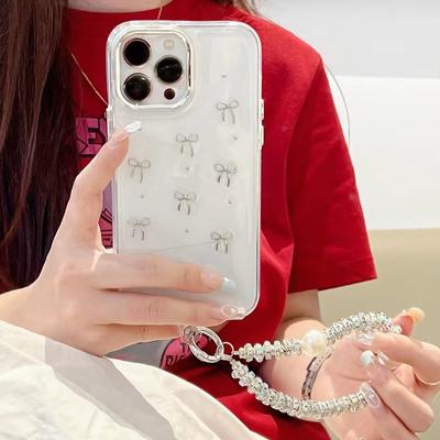 Εφαρμόσιμο σε Θήκη Κινητού Τηλεφώνου IPhone 15 Promax Apple 14 Φιόγκος Γκλίτερ 13 με Λουράκι 12 Κορίτσια Στυλ Ins