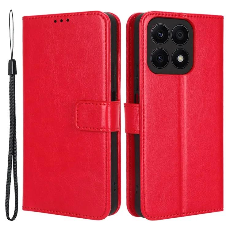 For Honor X8a 4G PU Leather Phone Case Wallet Crazy Horse Texture Stand Flip Folio Cover