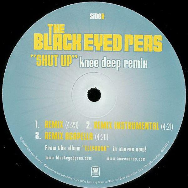 

12inch Record BLACK EYED PEAS - Shut Up (Knee Deep Remix) B000166811 A&M 2003 US Rap & Hip-Hop/R&B Used